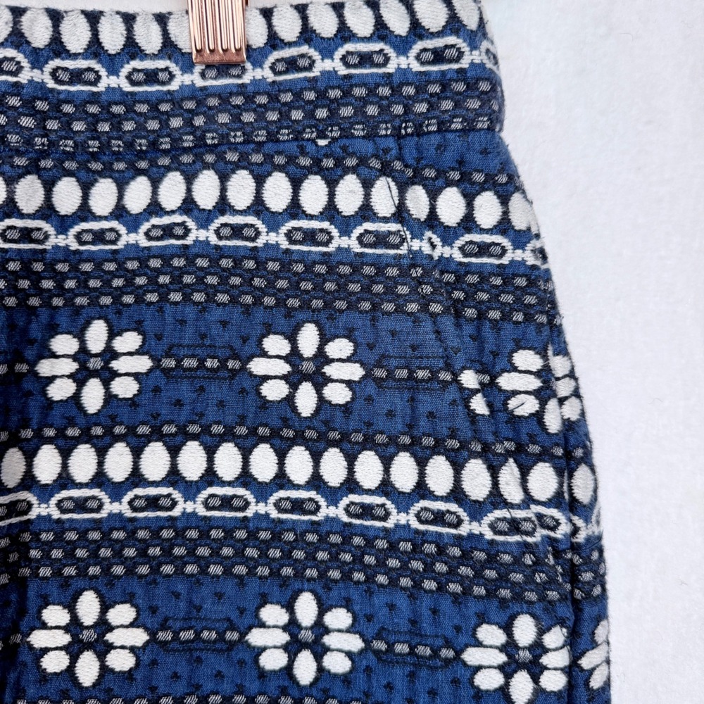 J.Crew Blue White Woven Jacquard Floral Mini Skirt Preppy Coastal Womens 2 - Picture 3 of 7
